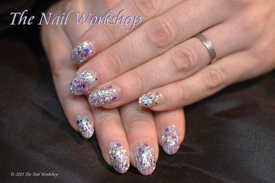 Encapsulated glitter Wedding nails